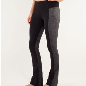 Lululemon Barre Pulse Pants 6 Tall Black Grey Flare Yoga Athleisure Y2K Low Rise